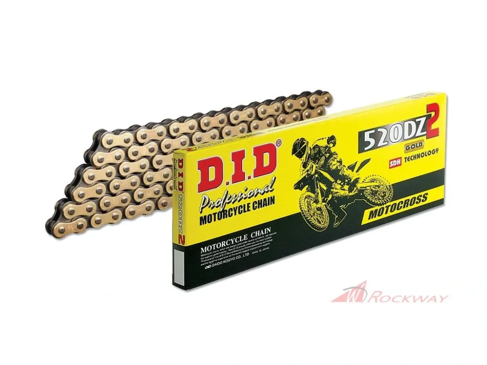 Motokrosový závodní řetěz D.I.D Chain 520DZ2 SDH 114 článků Zlatá/Černá- 5A Levný