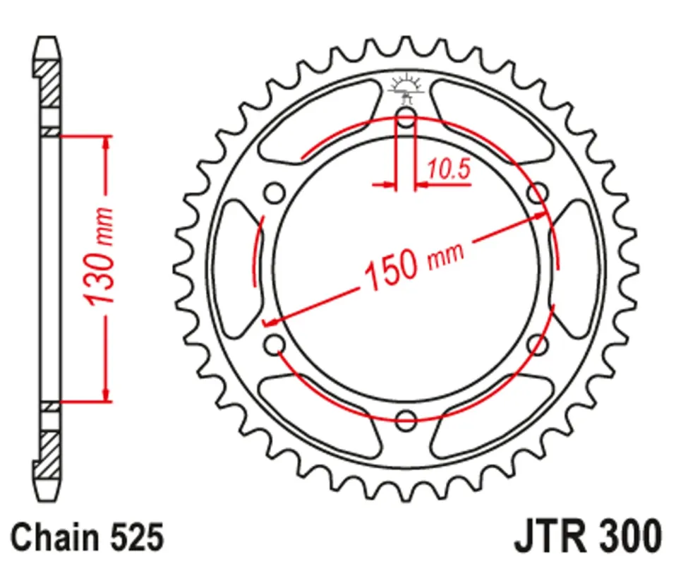 Vrácení Zdarma Řetězová rozeta JT JTR 300-42ZBK 42 zubů, 525 Černý zinek