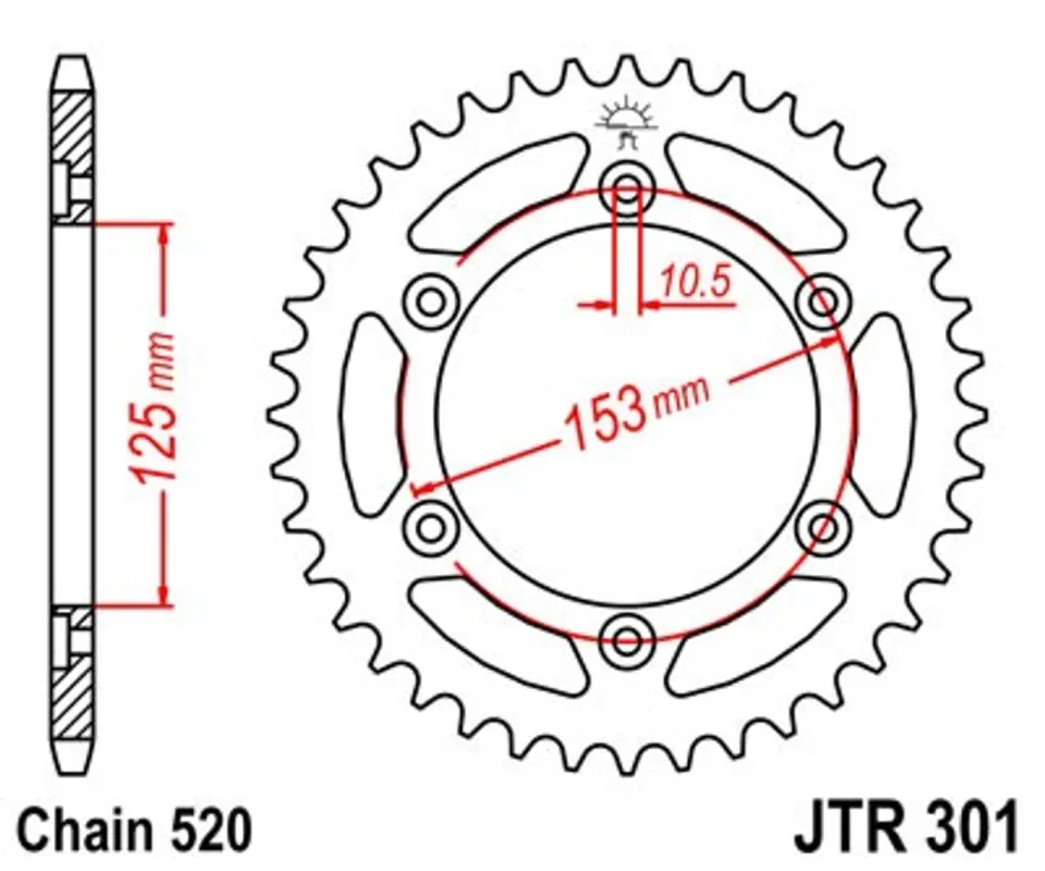 Řetězová rozeta JT JTR 301-45 45 zubů, 520 Ihned K Objednání