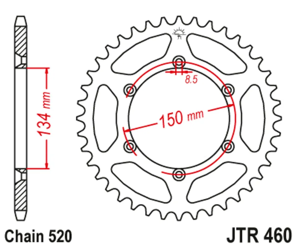 Řetězová rozeta JT JTR 460-52 52 zubů, 520 Koupit Online