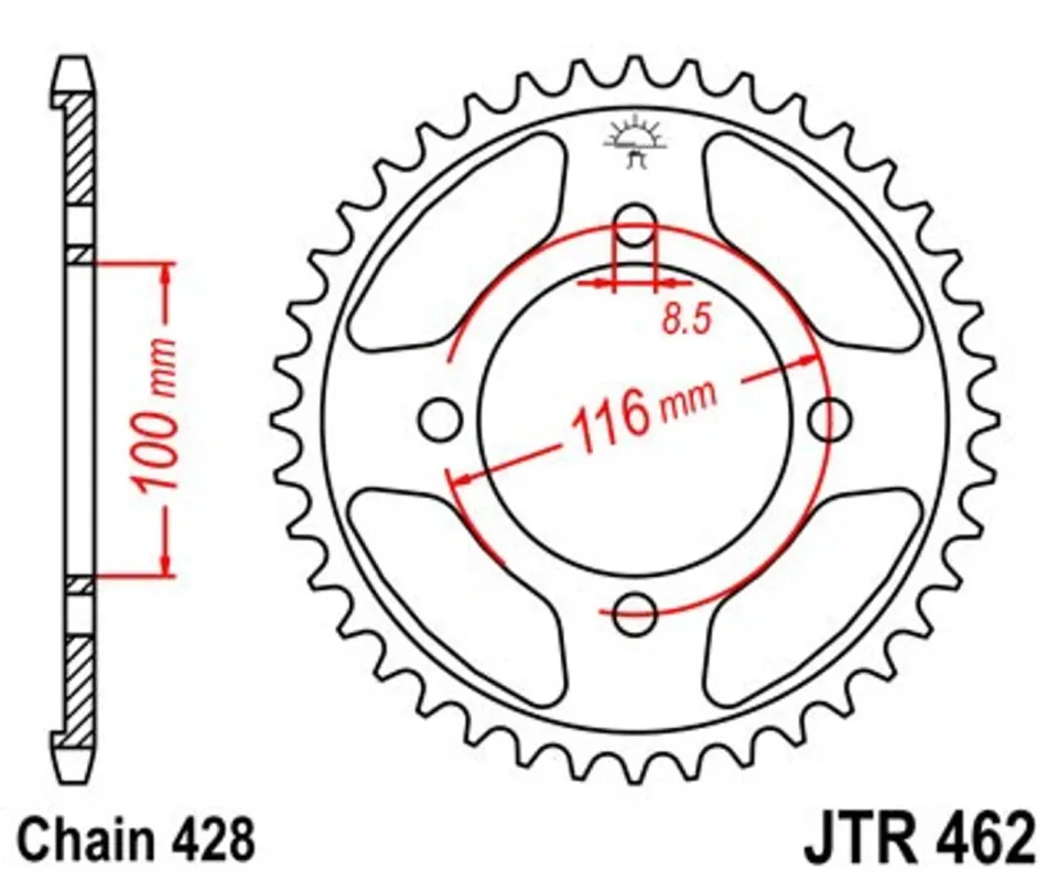 Řetězová rozeta JT JTR 462-50 50 zubů, 428 Ihned K Objednání