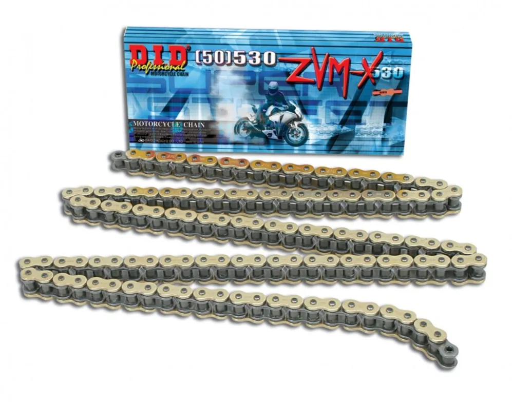 Ověřený ZVM-X série X-Kroužkový řetěz D.I.D Chain 530ZVM-X2 122 článků Zlatá/Zlatá