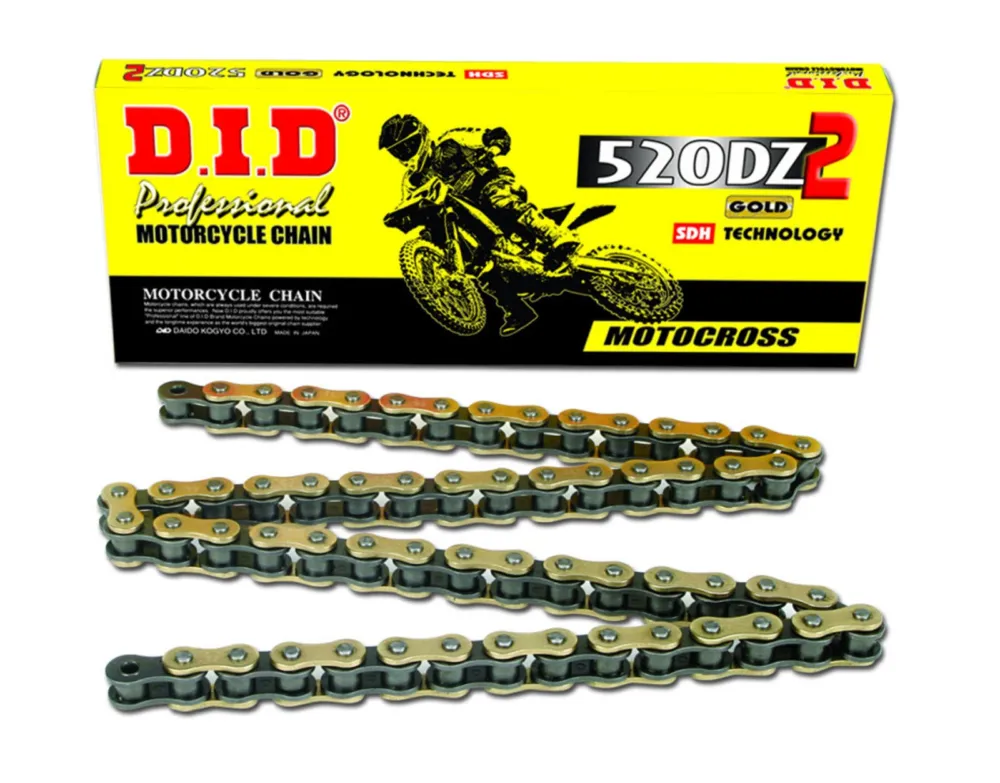 Motokrosový závodní řetěz D.I.D Chain 520DZ2 SDH 114 článků Zlatá/Černá Ověřený