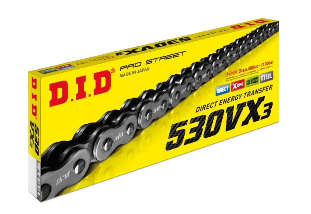 VX série X-Kroužkový řetěz D.I.D Chain 530VX3 112 článků Zlatá/Černá Tovární Cena