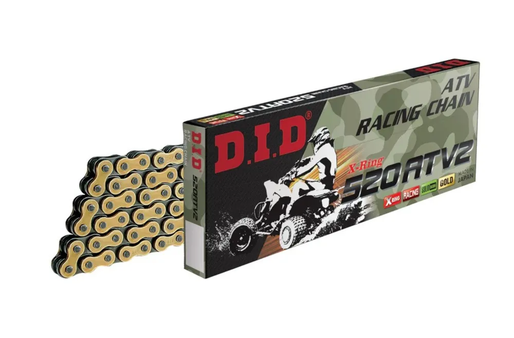 ATV X-Kroužkový řetěz D.I.D Chain 520ATV2 118 článků Zlatá/Černá Hit Sezóny
