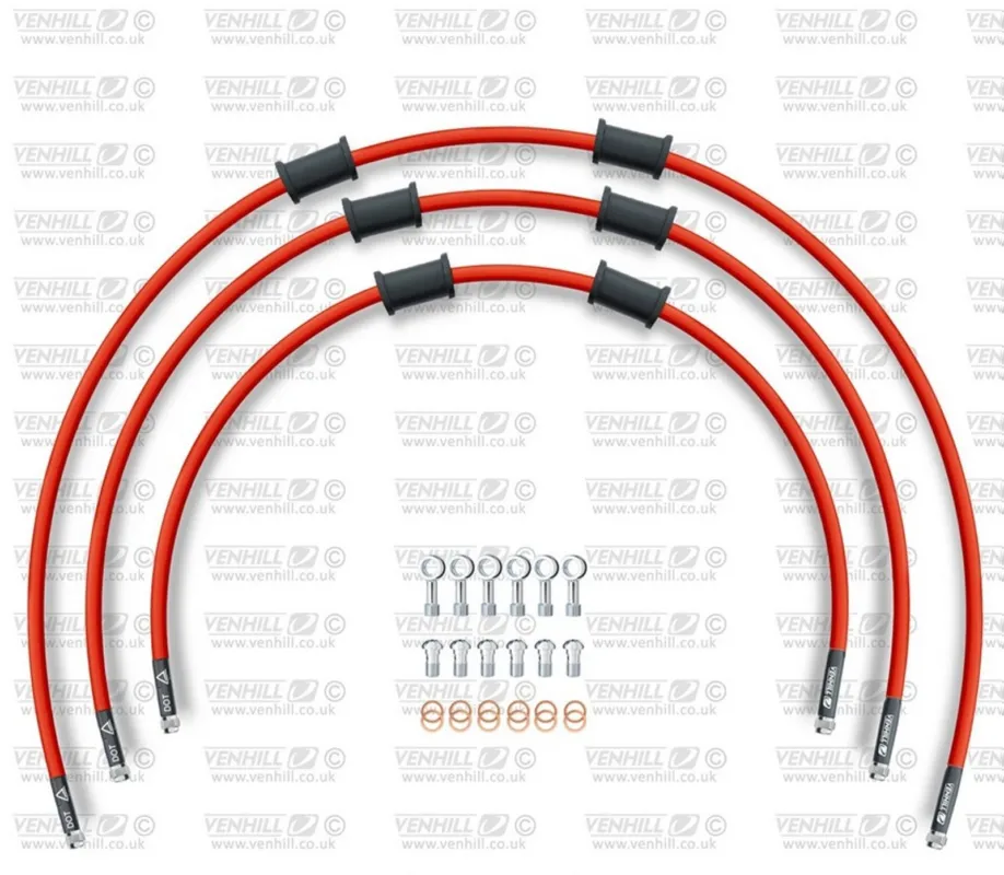 STANDARD Hadice přední brzdy sada Venhill POWERHOSEPLUS YAM-10006F-RD (3 hadice v sadě) červené hadice, chromové koncovky Nakupujte Hned