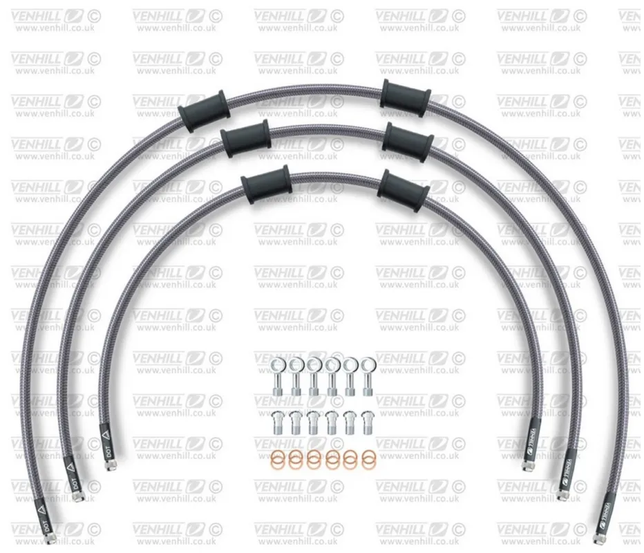 Výhodná Nabídka STANDARD Hadice přední brzdy sada Venhill POWERHOSEPLUS KAW-6016FS (3 hadice v sadě) Průhledné hadice, nerezové koncovky