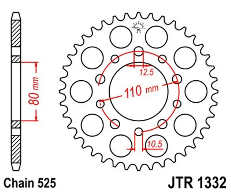 Jen Po Omezenou Doba Řetězová rozeta JT JTR 1332-45 45 zubů, 525